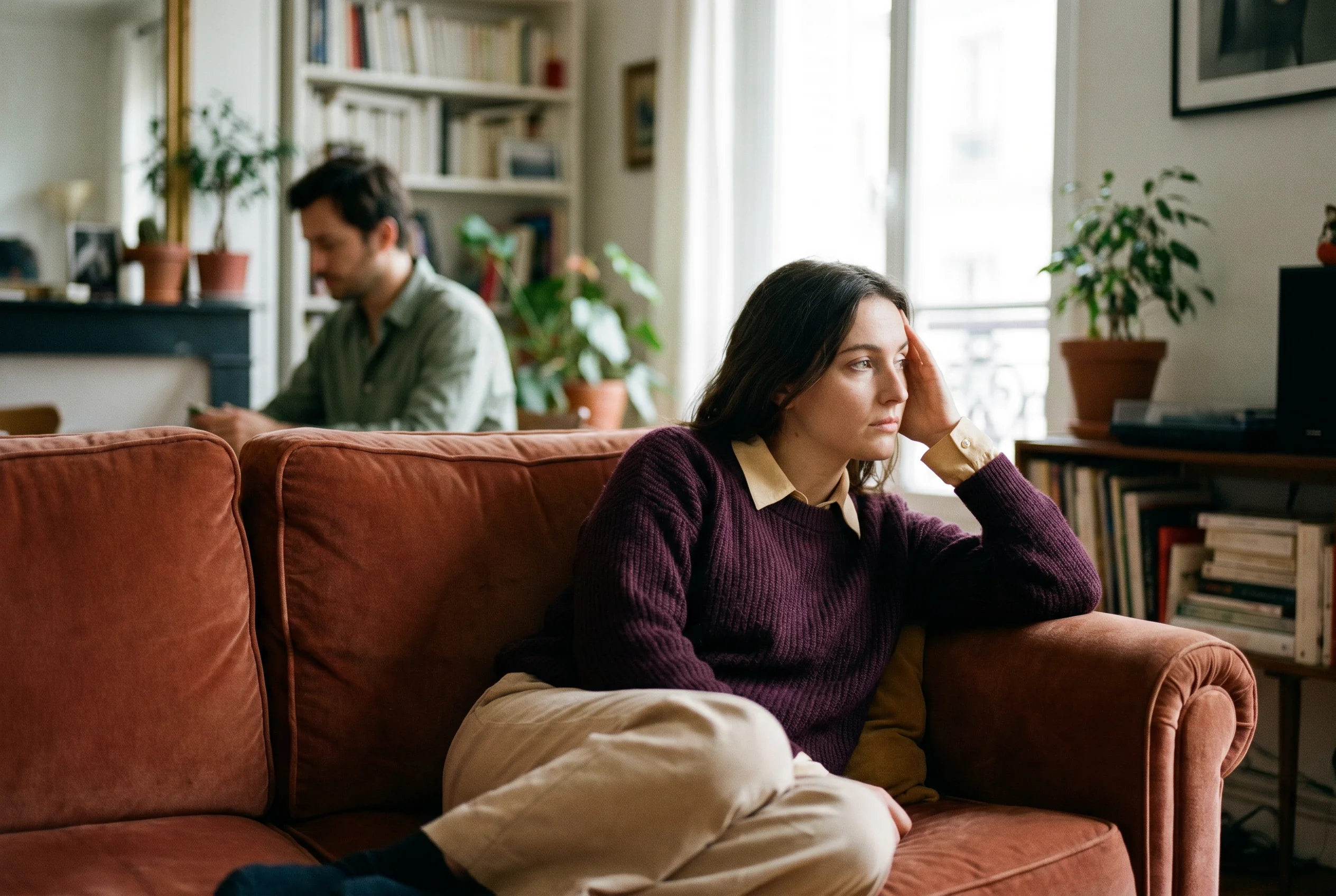un couple hypersensible chacun dans son coin après une dispute