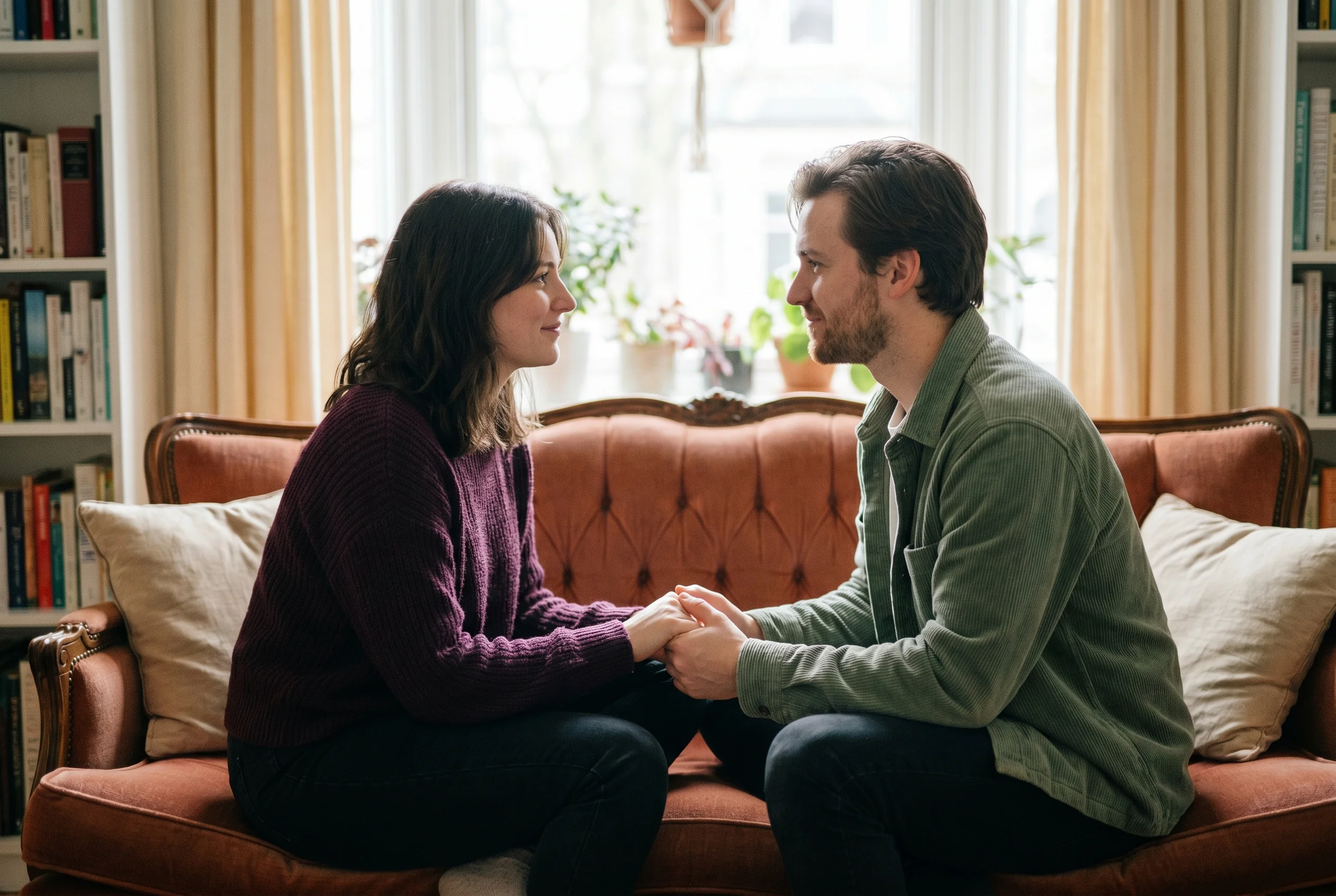 Couple hypersensible qui communique calmement après une dispute