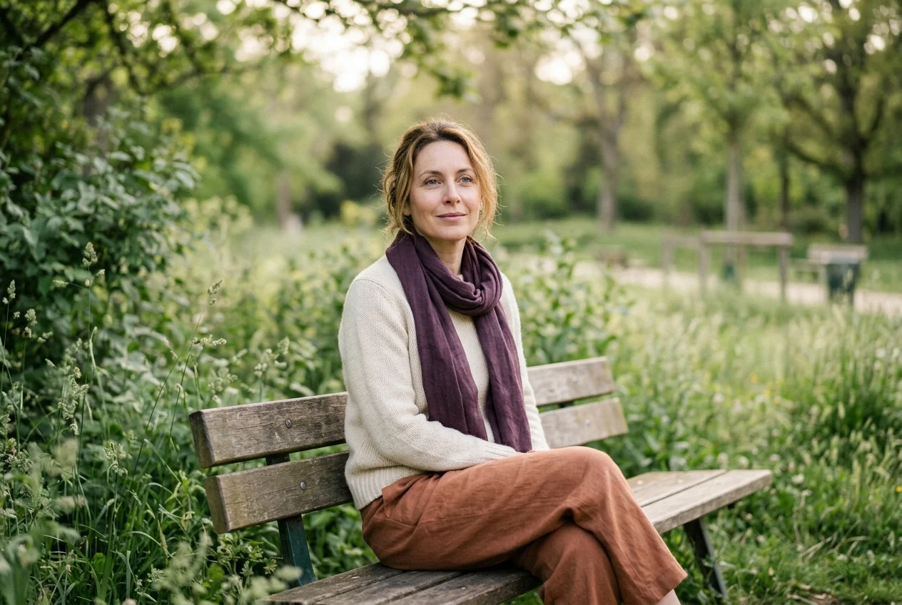 Femme sereine dans la nature ayant retrouvé de l'énergie après avoir travaillé sur son hypersensibilité
